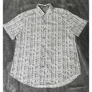 Robert Graham Shirt Mens XL White Stripe Short Sleeve Classic Fit Stretch Print